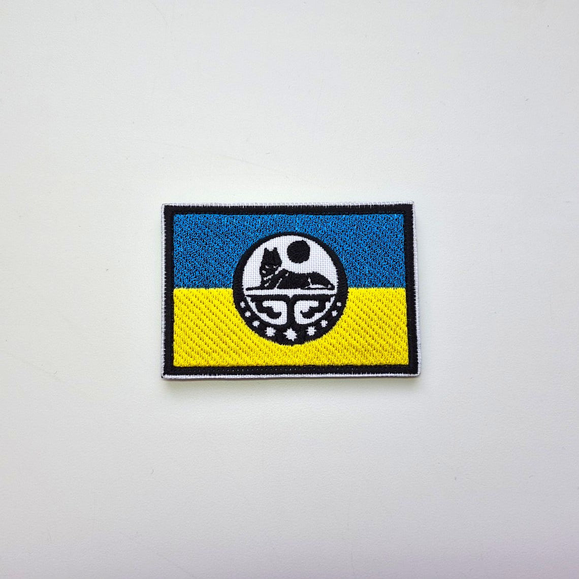 Ichkeria Battalion Flag Original Morale patch, yellow/blue front-facing photo