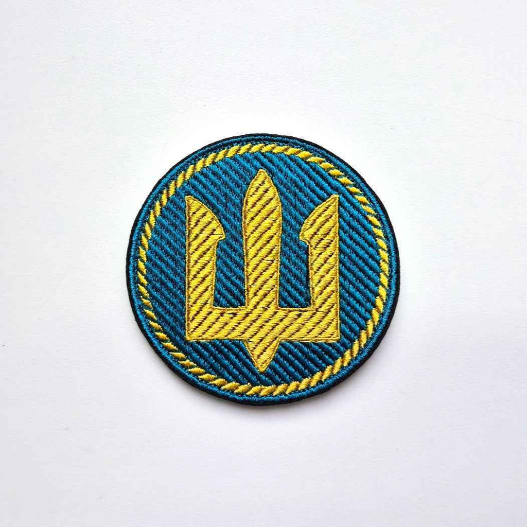 Marine Corps of Ukraine Sleeve Insignia, Light Blue Patch front-facing photo