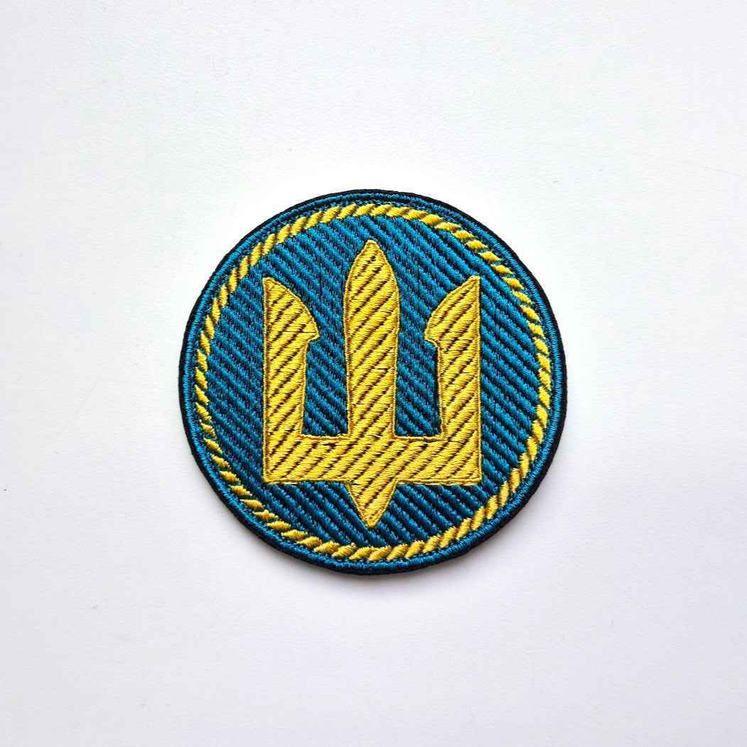 Marine Corps of Ukraine Sleeve Insignia, Light Blue Patch front-facing photo